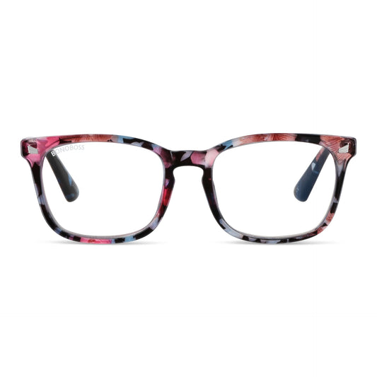 Oncol Floral vista frontal de anteojos de lectura presbicie leer agatados para mujer de cara redonda grande marco armazon de plastico reciclado y colores distintos con filtro de luz azul para las pantallas