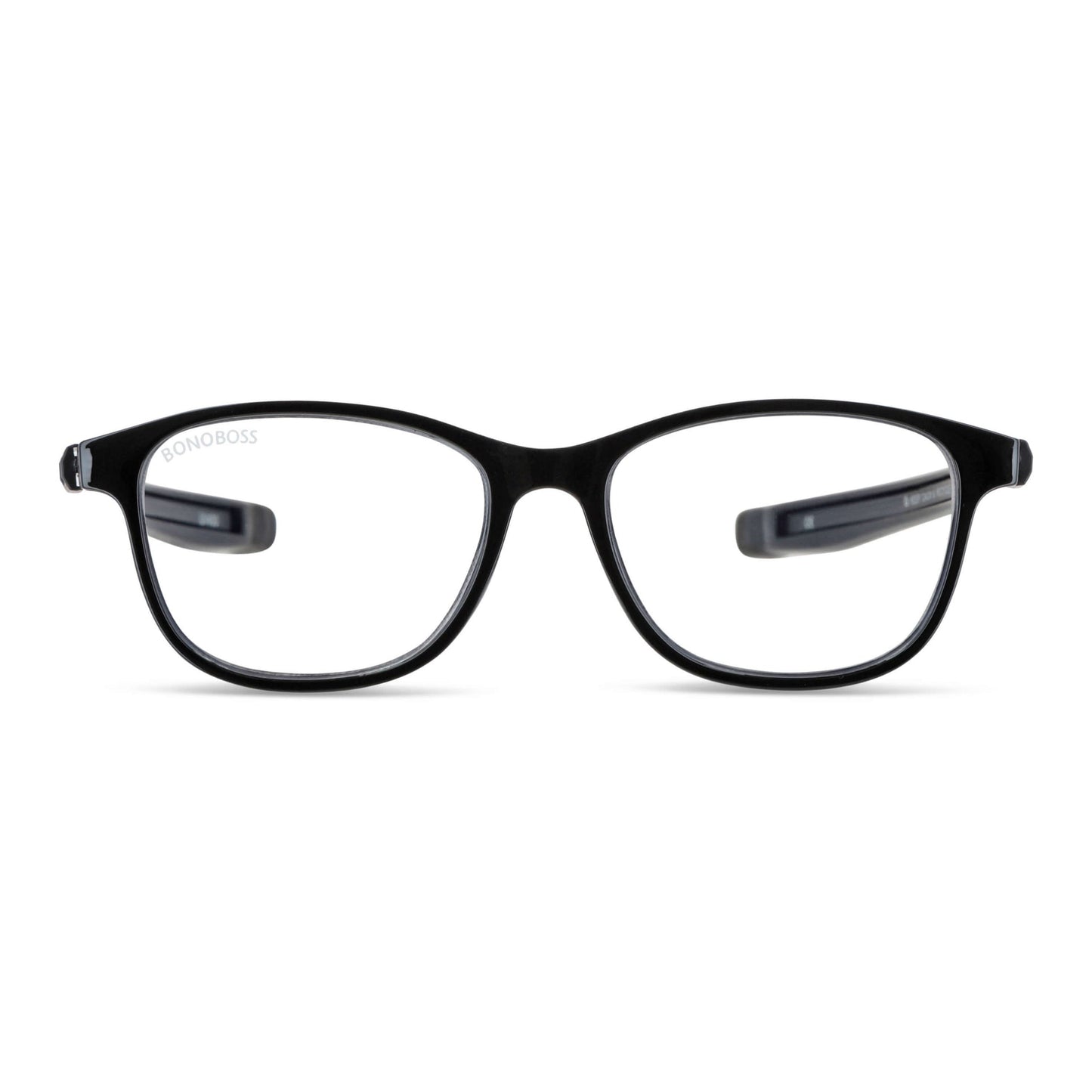 Slack Black vista frontal de lentes de lectura con colgante incorporado que cuelgan del cuello para hombre de cara redonda grande