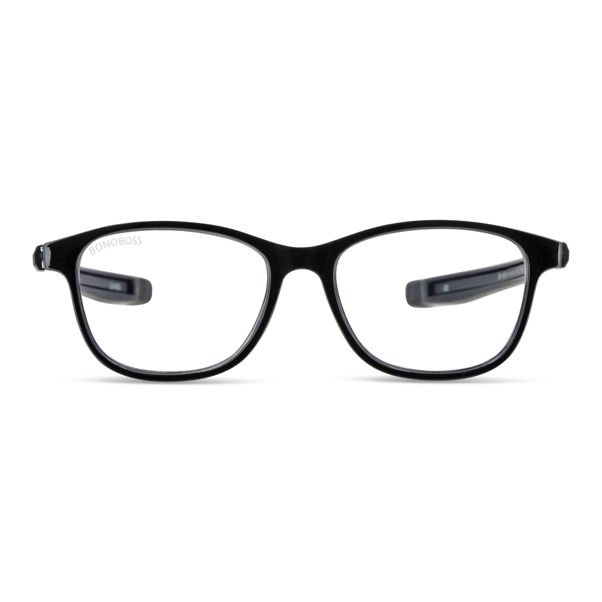 Slack Black vista frontal de lentes de lectura con colgante incorporado que cuelgan del cuello para hombre de cara redonda grande