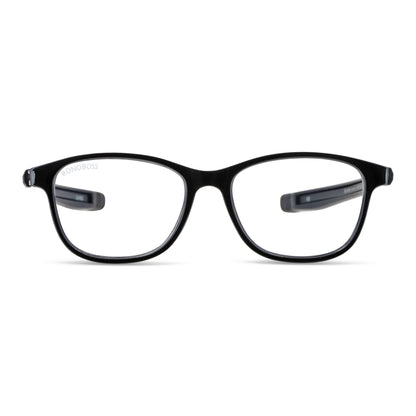 Slack Black vista frontal de lentes de lectura con colgante incorporado que cuelgan del cuello para hombre de cara redonda grande