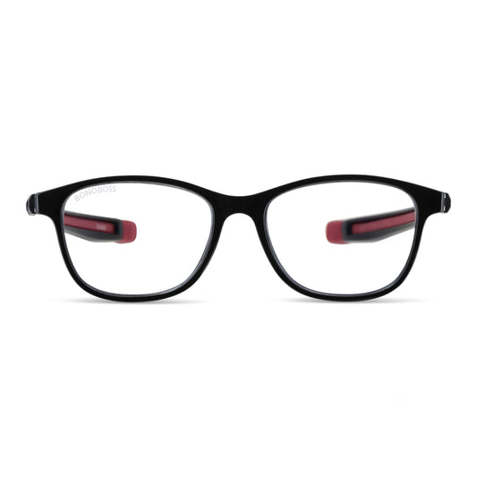 Slack Red vista frontal de lentes de lectura con colgante incorporado que cuelgan del cuello para hombre de cara redonda grande