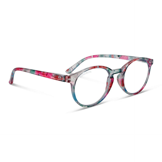 Gordon Island Floral vista angulada de gafas de lectura leer redondos para mujer y hombre con armazon de plastico reciclados y colores distintos exclusivos con filtro de luz azul para las pantallas)
