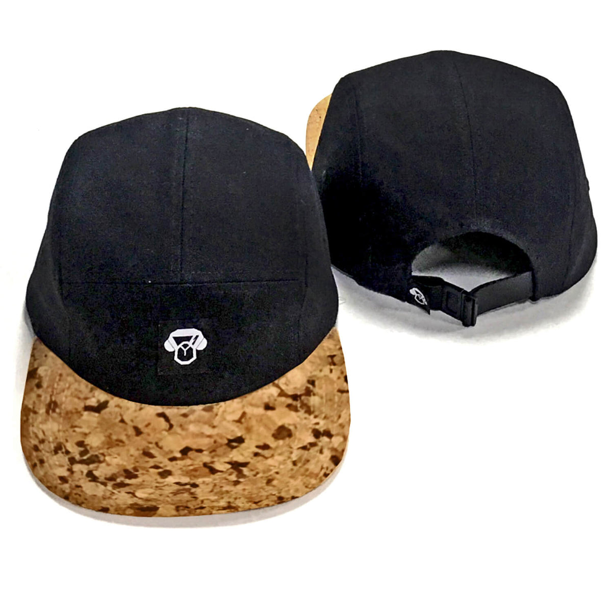 Gorro Corcho 5 Panel Black gorros xxl vista de frente unisex