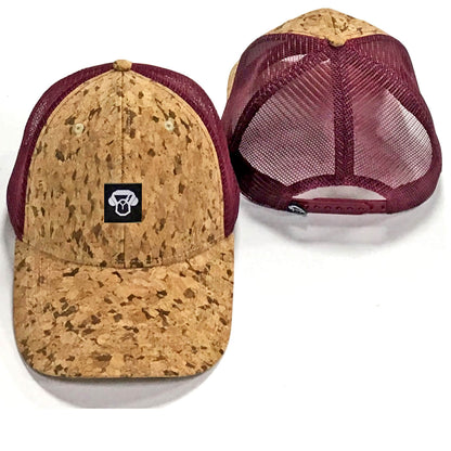 Gorro Malla Corcho Burdeo gorras corcho diseño frontal para hombre y mujer