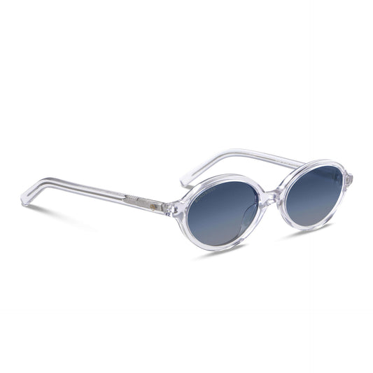 anteojos de sol gafas polarizadas de moda fashion aesthetic para hombre y mujer color transparente con lentes degradé azules con o sin receta optica  vista angulada #color_transparente
