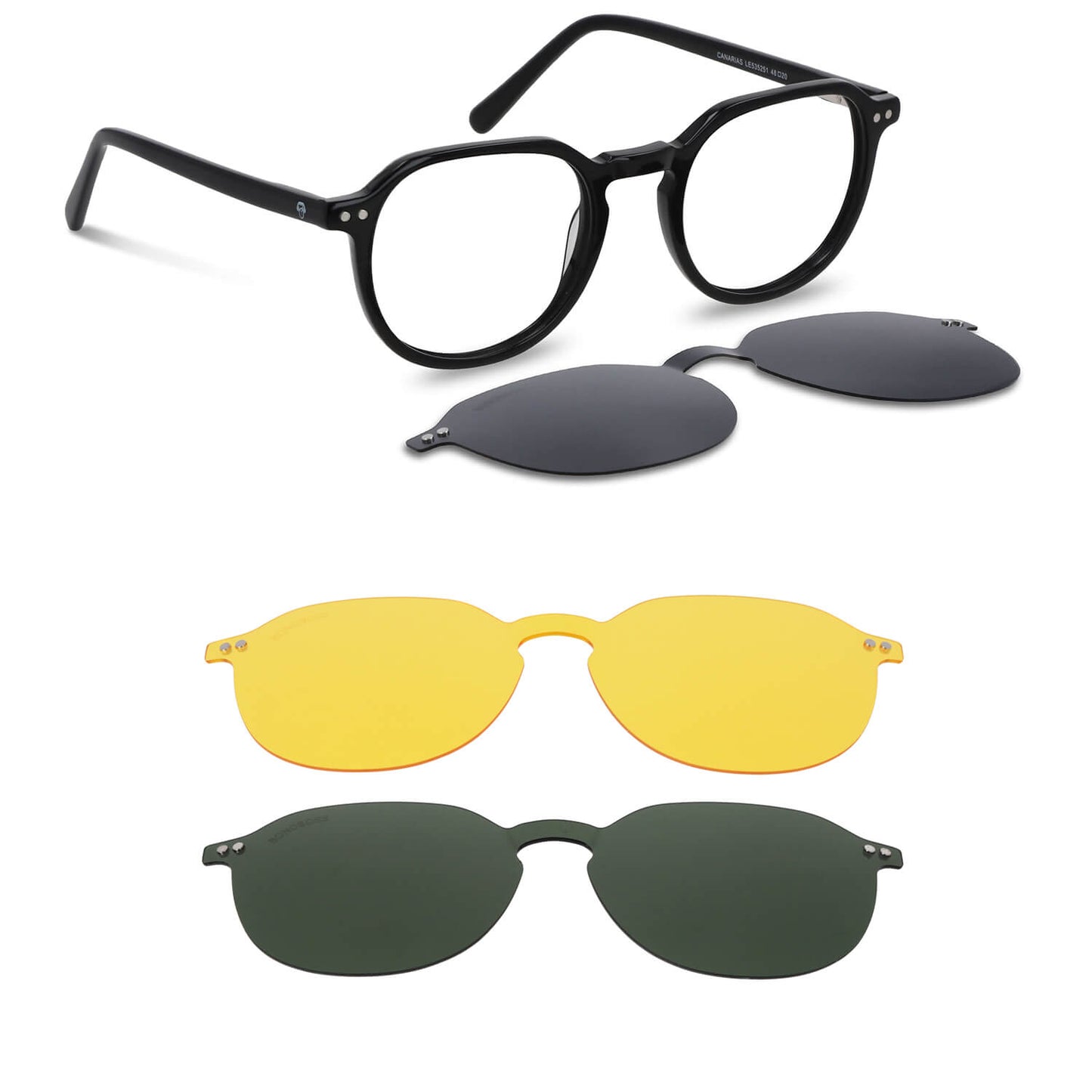 Hombre usando Canarias lentes ópticos y de sol magnéticos negro estilo lifestyle #color_negro