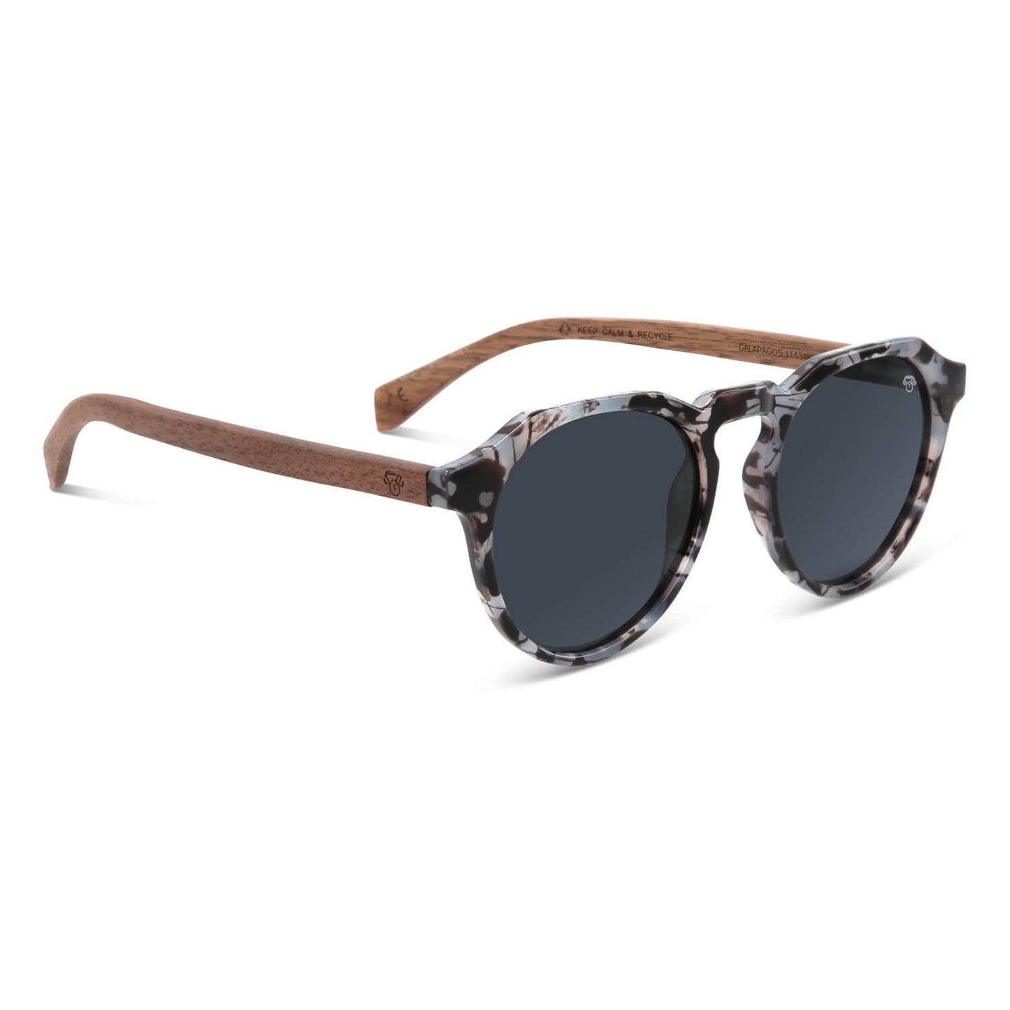 anteojos de sol hexagonales polarizados con patas de madera de hombre y mujer con lentes de color gris #color_gris
