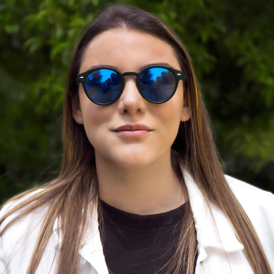 Joplin RPET lentes de sol hombre premium espejado azul brillante vista frontal #color_espejado-azul