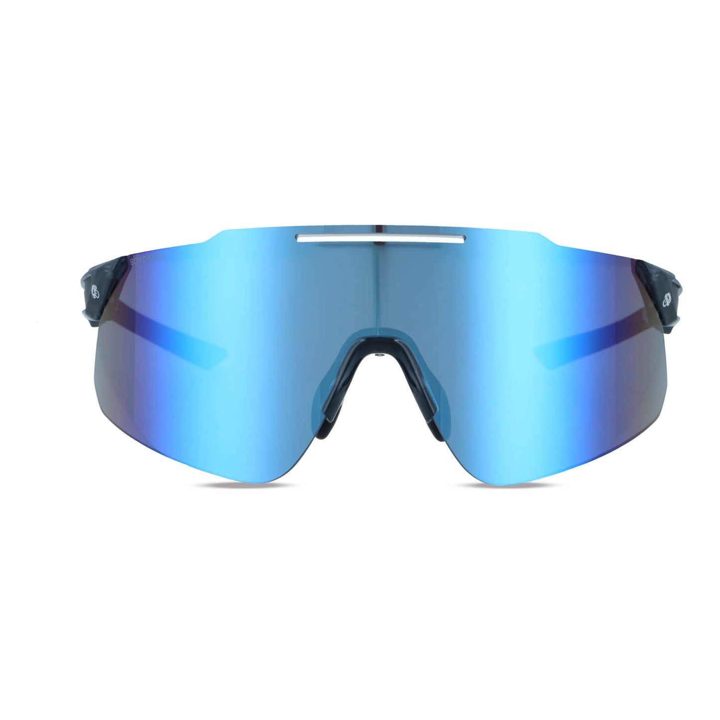 lentes anteojos de sol deportivos polarizados opticos para trial o bicicleta downhill o para nieve esquiar ryder de plastico reciclado sustentable ecologico con o sin receta regalo corporativo vista frontal lentes de padel #color_blue