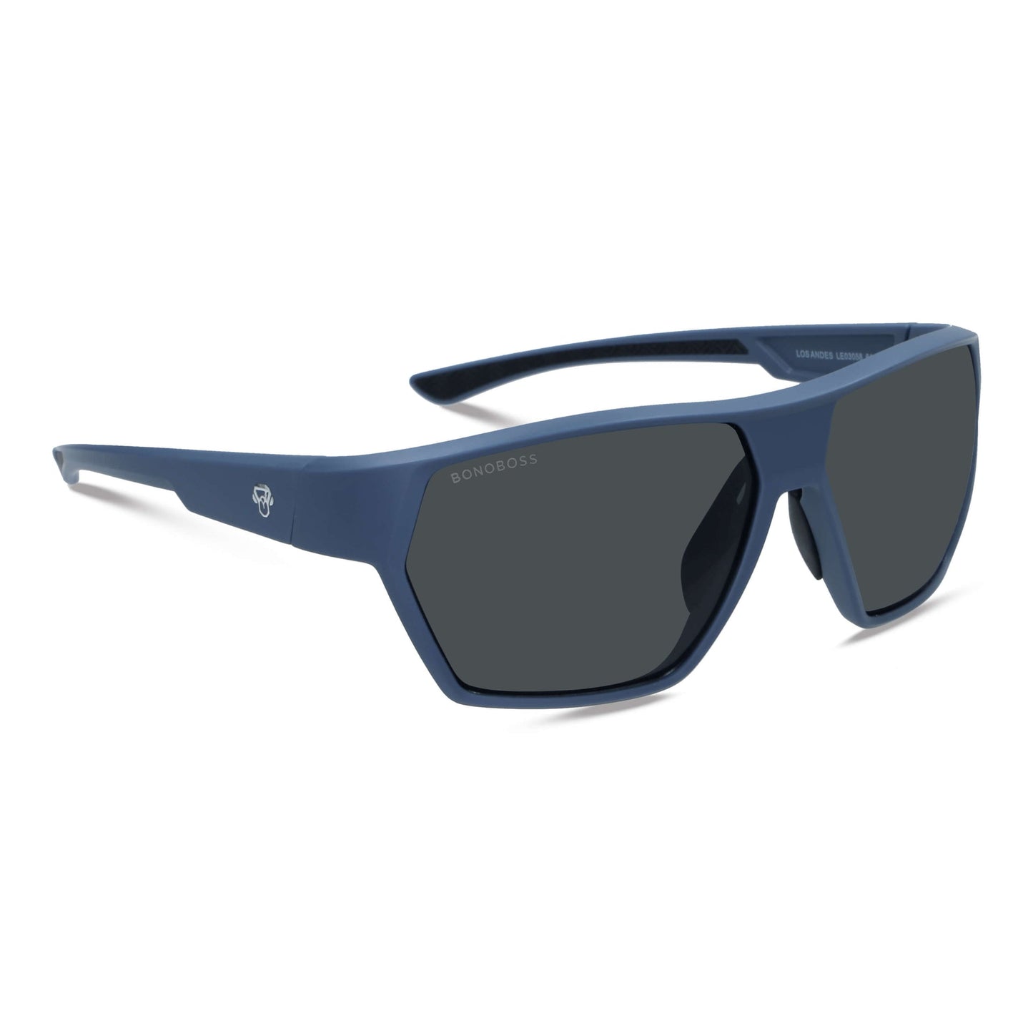 lentes anteojos de sol deportivos polarizados opticos para curvos con o sin receta gafas para pesca gafas polarizadas envolventes de plastico reciclado sustentable ecologico con o sin receta regalo corporativo vista de lado angulada #color_azul