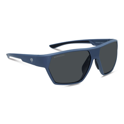 lentes anteojos de sol deportivos polarizados opticos para curvos con o sin receta gafas para pesca gafas polarizadas envolventes de plastico reciclado sustentable ecologico con o sin receta regalo corporativo vista de lado angulada #color_azul