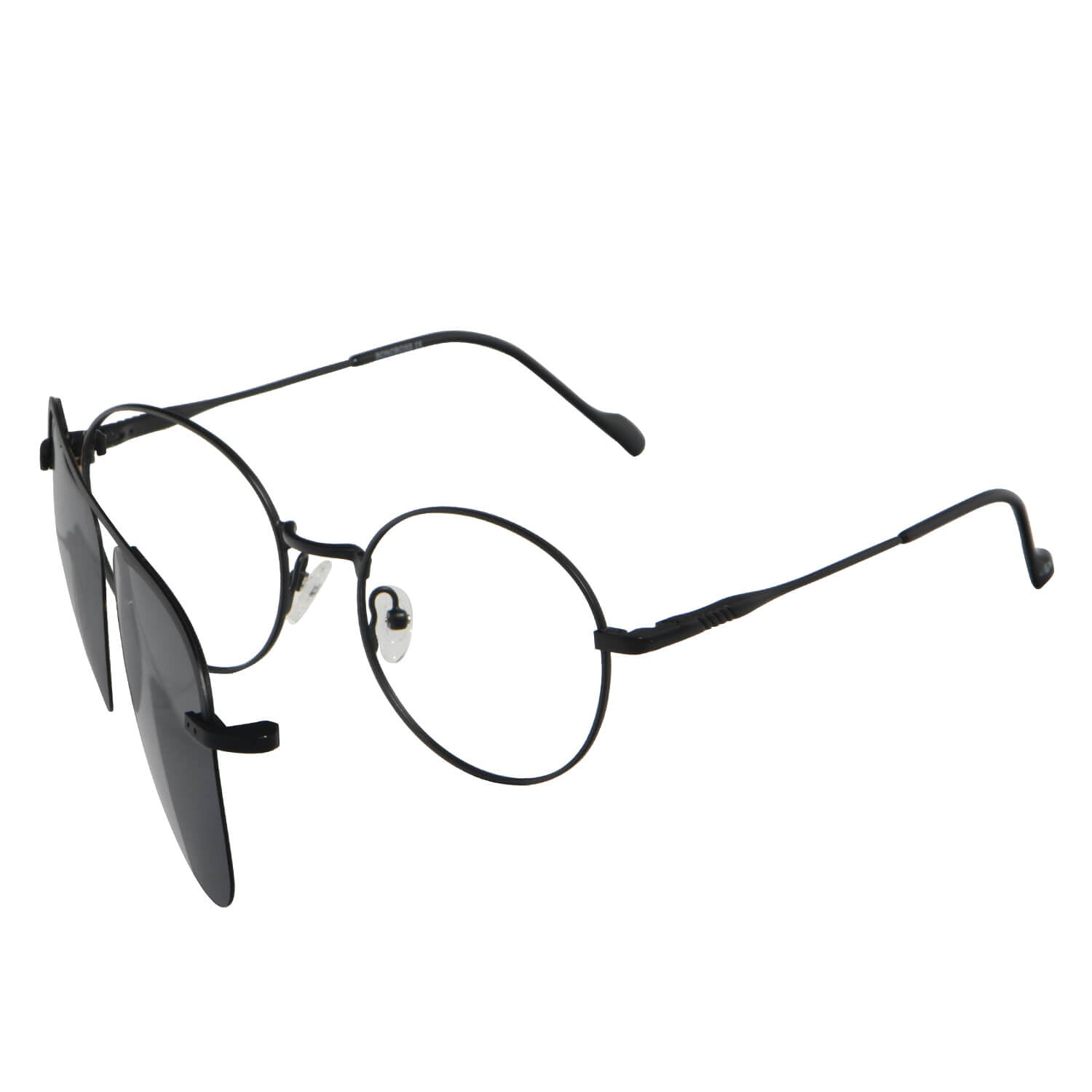 Modelo masculino con Round Clip Sol lentes con imán negro #color_negro