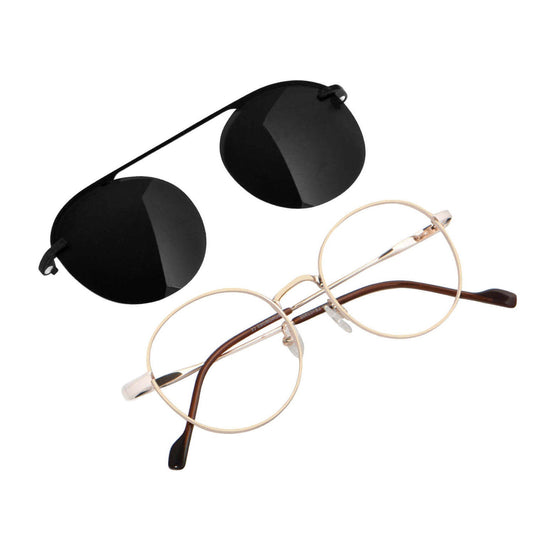 Round Clip Sol lentes clip on dorado vista frontal diseño universal #color_dorado