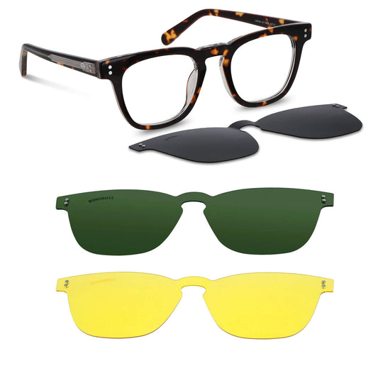 Lenga Clip Sol lentes clip on carey tortoise vista frontal diseño universal #color_carey
