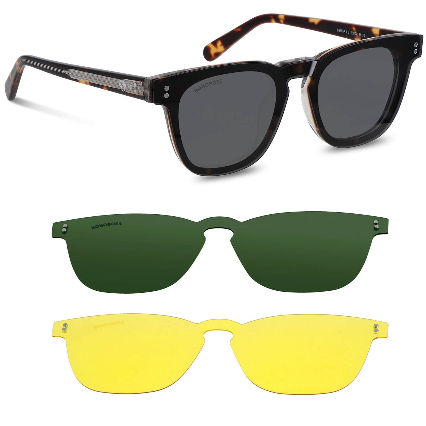 Vista frontal Lenga Clip Sol lentes ópticos clip on color carey #color_carey