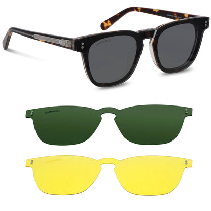 Vista frontal Lenga Clip Sol lentes ópticos clip on color carey #color_carey