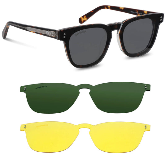 Vista frontal Lenga Clip Sol lentes ópticos clip on color carey #color_carey