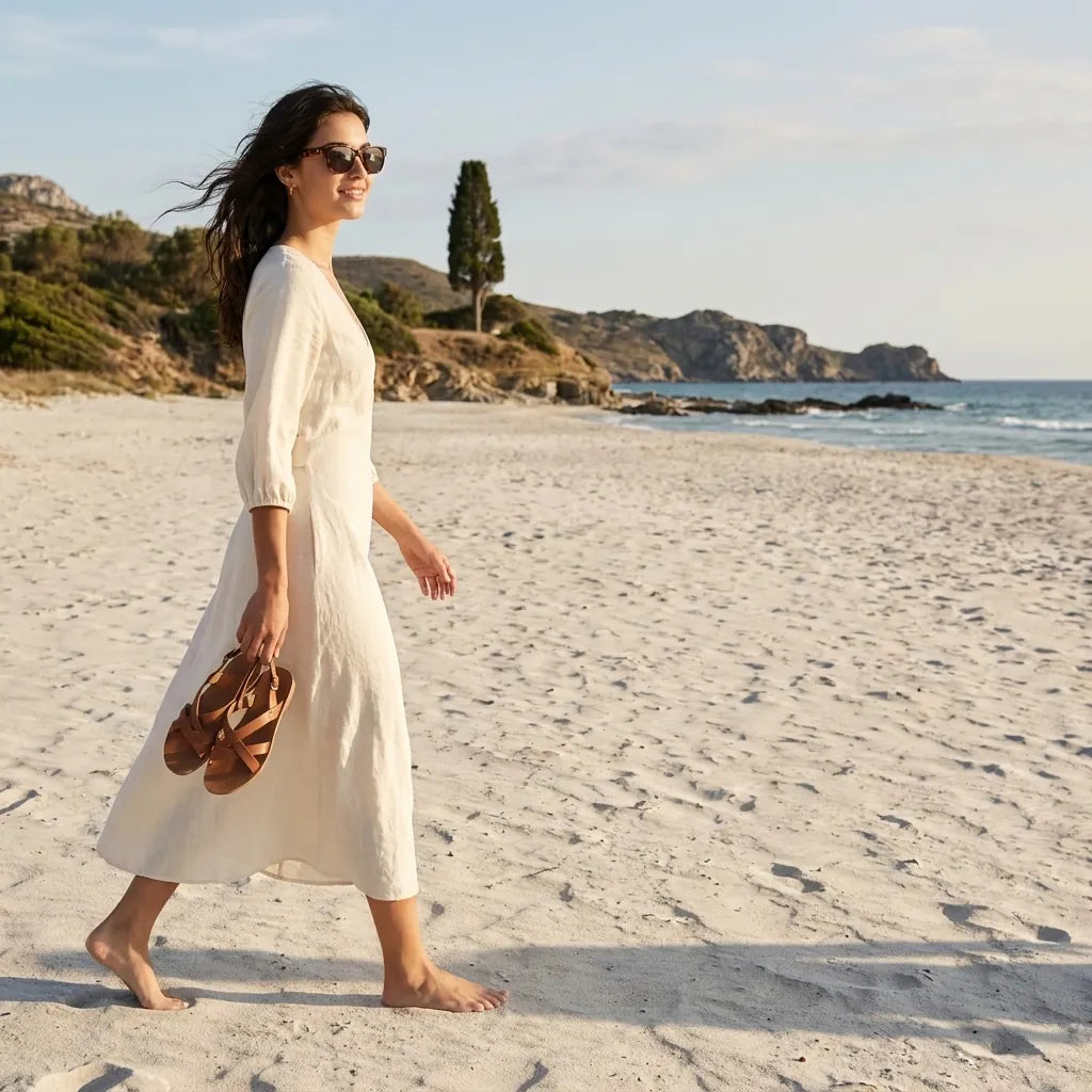 Bonoboss Acacia Clip Sol Carey - modelo playa atardecer caminata golden hour #editorial_lifestyle1 #color_carey