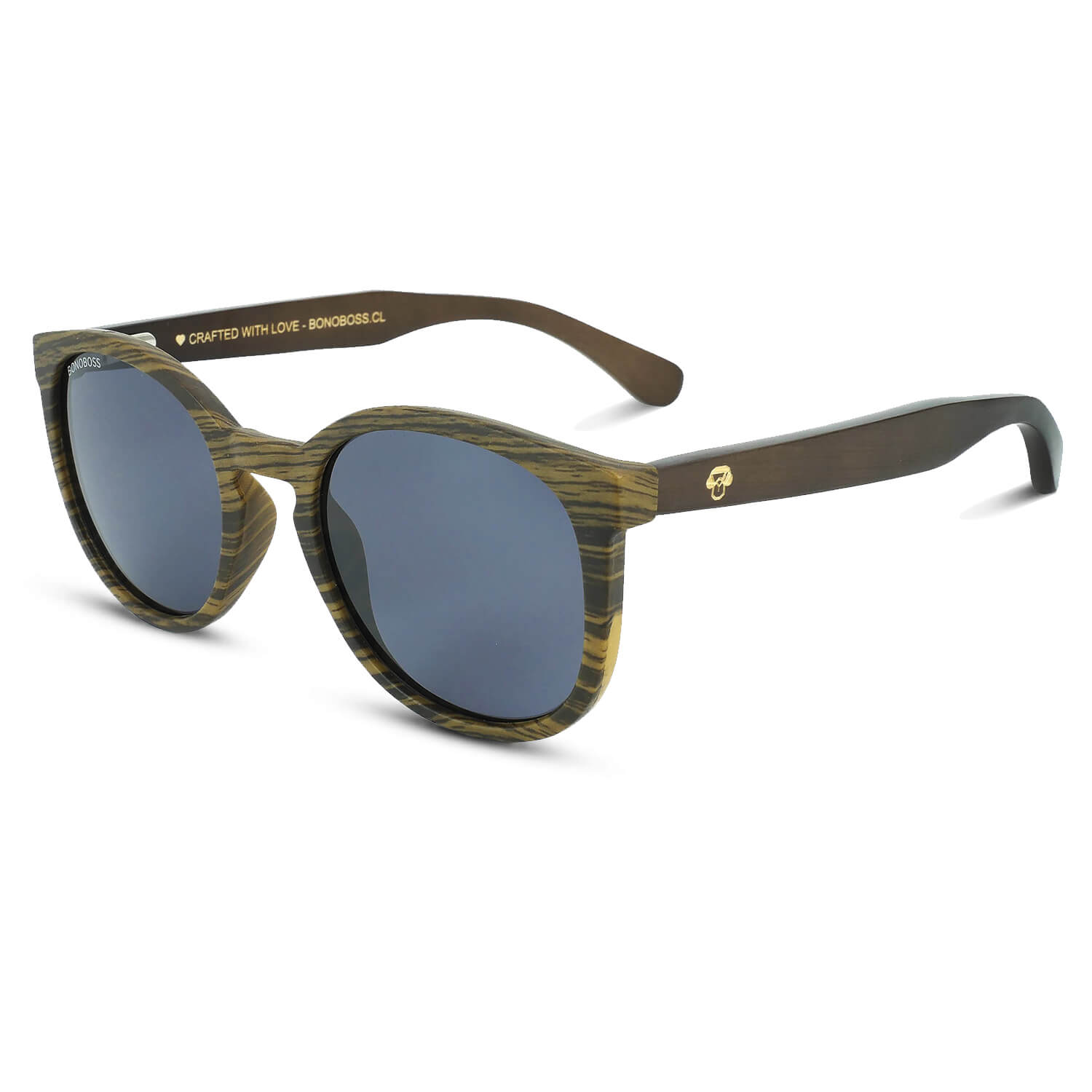 Meli Ebony clásico lentes de sol madera negro vista frontal con protección UV400 #color_negro