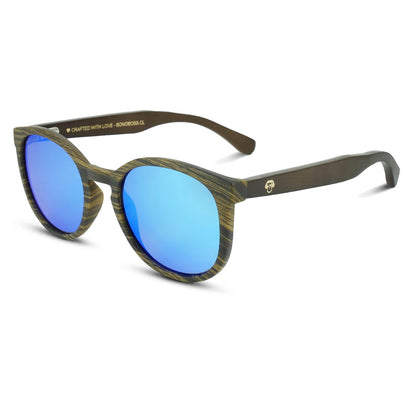 Vista angulada de Meli Ebony gafas polarizadas espejado azul para hombre y mujer #color_espejado-azul