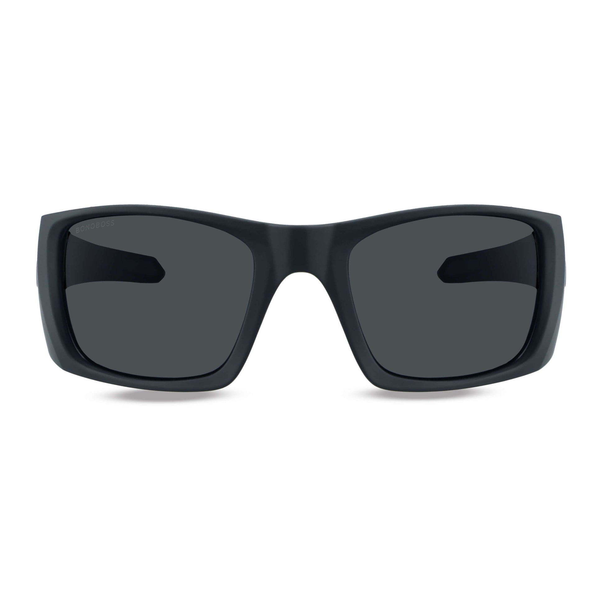 lentes anteojos de sol deportivos polarizados opticos para curvos con o sin receta para pesca gafas envolventes de plastico reciclado sustentable ecologico con o sin receta regalo corporativo vista frontal #color_negro