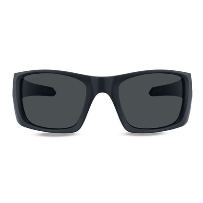 lentes anteojos de sol deportivos polarizados opticos para curvos con o sin receta para pesca gafas envolventes de plastico reciclado sustentable ecologico con o sin receta regalo corporativo vista frontal #color_negro