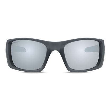 lentes anteojos de sol deportivos polarizados opticos para curvos con o sin receta para pesca gafas envolventes de plastico reciclado sustentable ecologico con o sin receta regalo corporativo vista frontal #color_espejado-silver