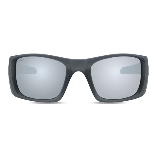lentes anteojos de sol deportivos polarizados opticos para curvos con o sin receta para pesca gafas envolventes de plastico reciclado sustentable ecologico con o sin receta regalo corporativo vista frontal #color_espejado-silver