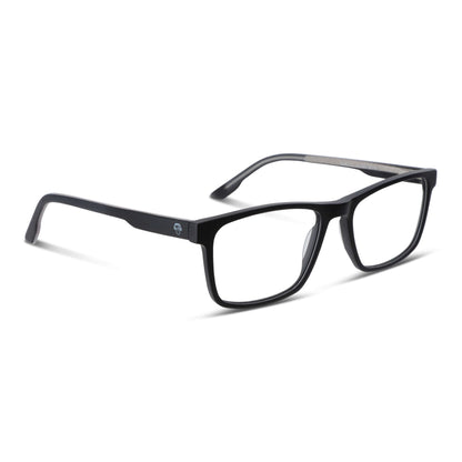 Canelo XL lentes con filtro azul negro clásico ángulo 3/4 mostrando antirrayas #color_negro