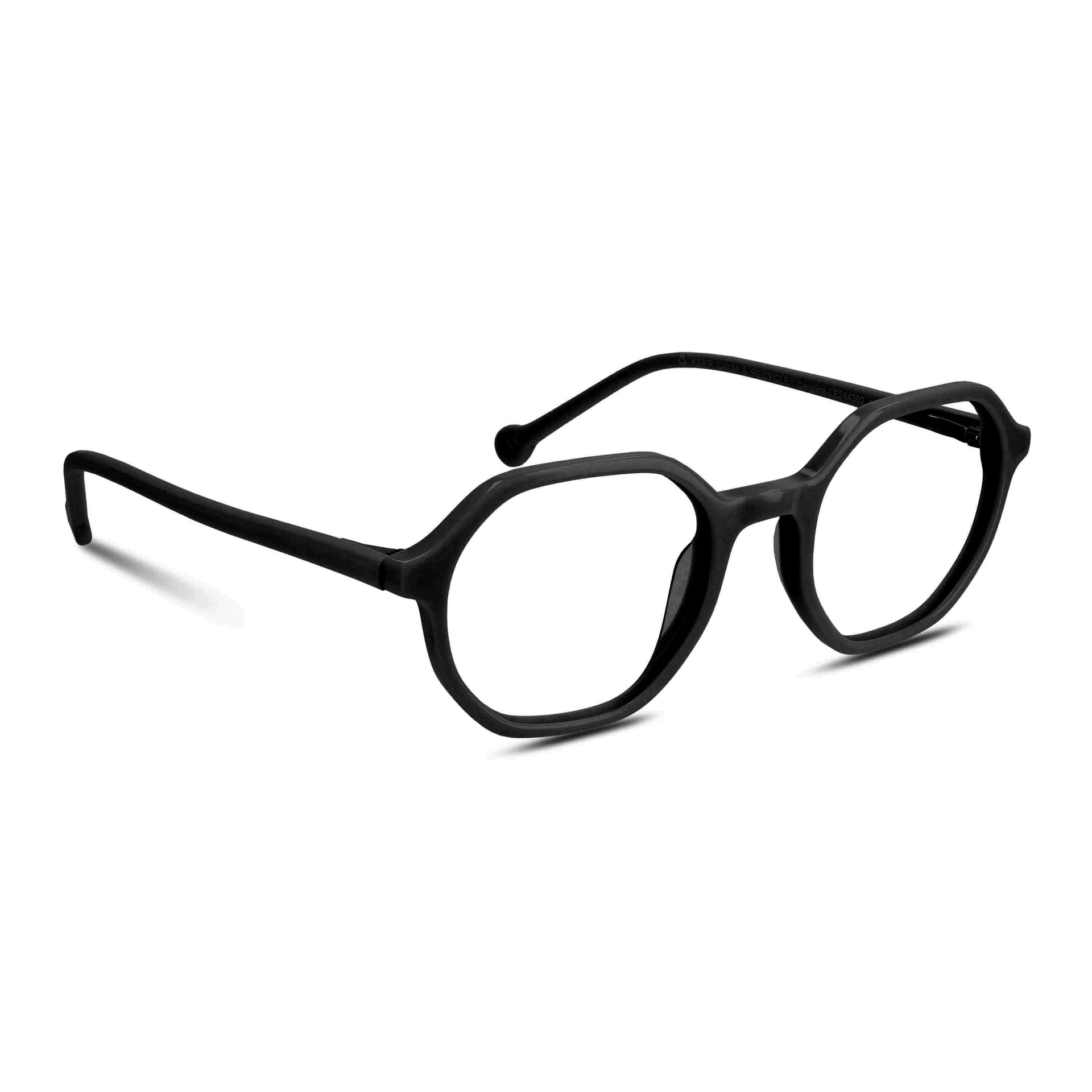 anteojos opticos para niños y niñas octagonales a la moda de color negro vista angulada #color_negro