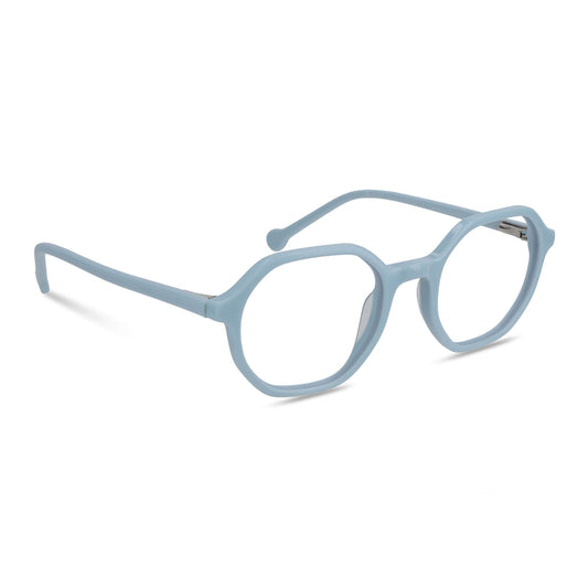 anteojos opticos para niños y niñas octagonales a la moda de color azul o calipso vista angulada #color_azul