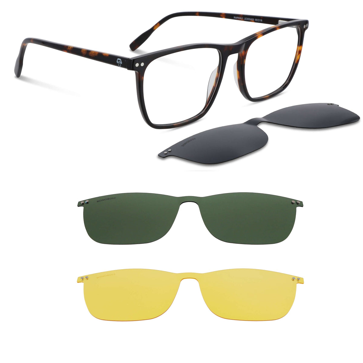 Vista frontal Rapanui Clip Sol lentes ópticos clip on color carey #color_carey