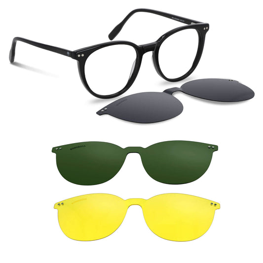 Vista frontal Ipa Clip Sol lentes ópticos clip on color negro clásico #color_negro