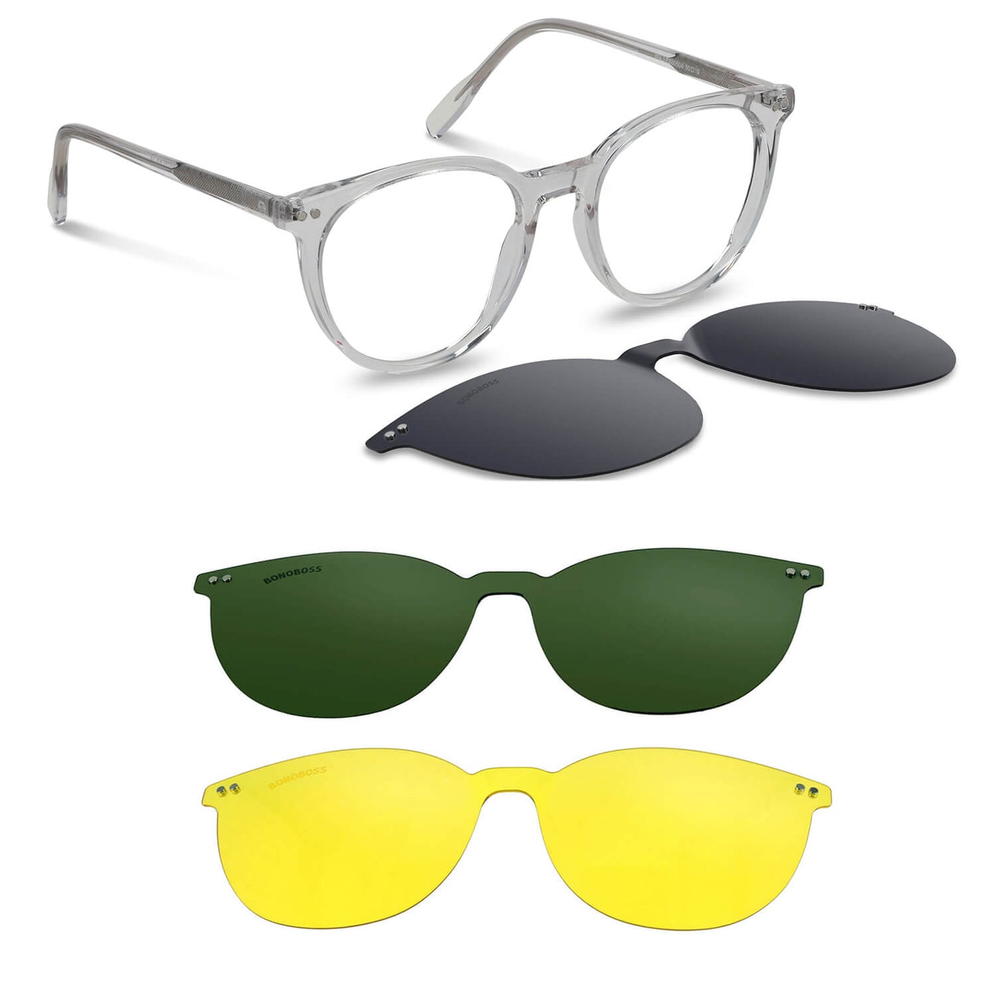 Ipa Clip Sol lentes clip on mujer con clip magnético vista frontal marco transparente #color_transparente