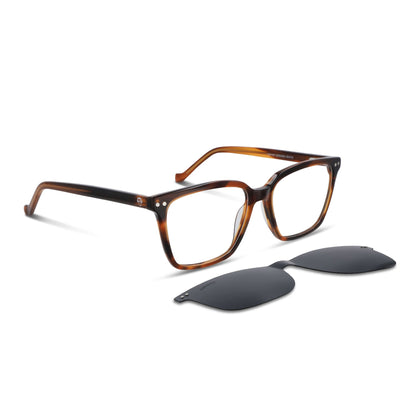 Vista frontal Kai Kai Clip lentes ópticos clip on color marrón #color_brown