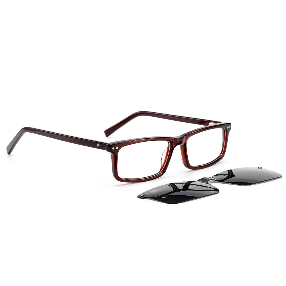 armazones rectangulares de color rojo con imanes de sol o clips polarizados #color_rojo