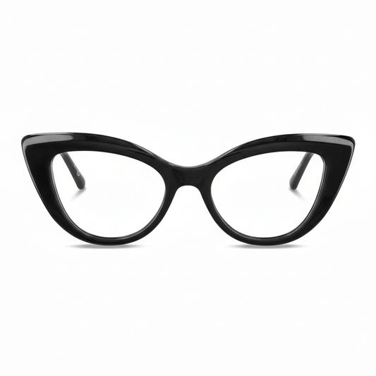 foto frontal de armazones opticos agatados retro para mujer de cara redonda grande de marca Bonoboss en acetato biodegradable natural de color negro #color_negro