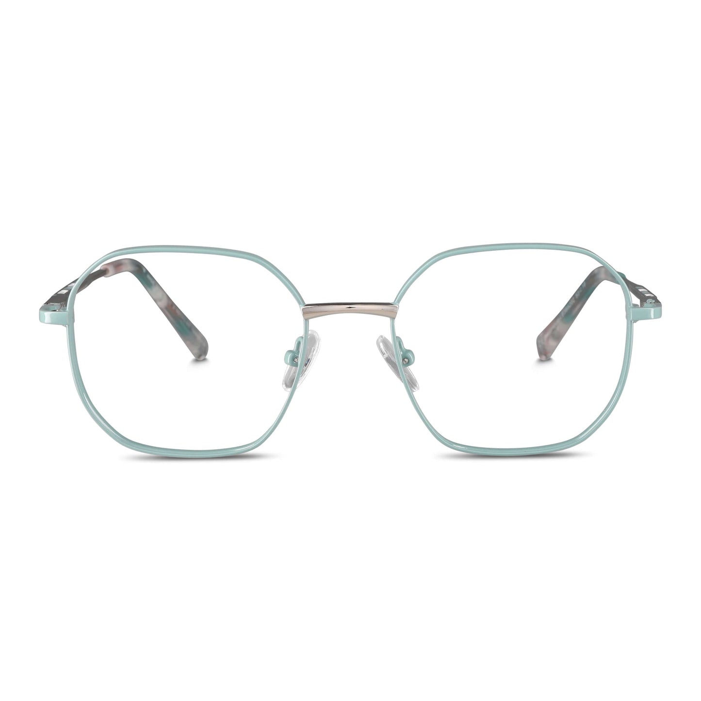 Vista frontal de Galápagos Stainless lentes ópticos hombre color verde #color_verde