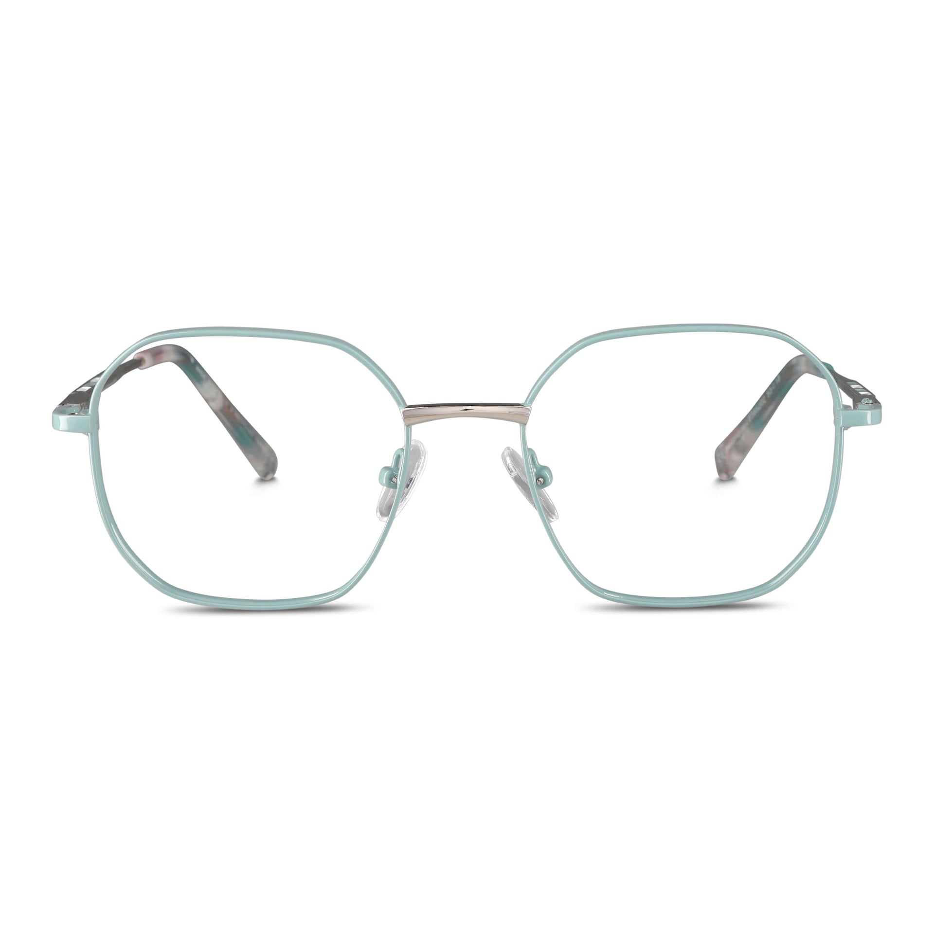 Vista frontal de Galápagos Stainless lentes ópticos hombre color verde #color_verde