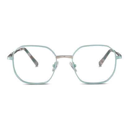Vista frontal de Galápagos Stainless lentes ópticos hombre color verde #color_verde