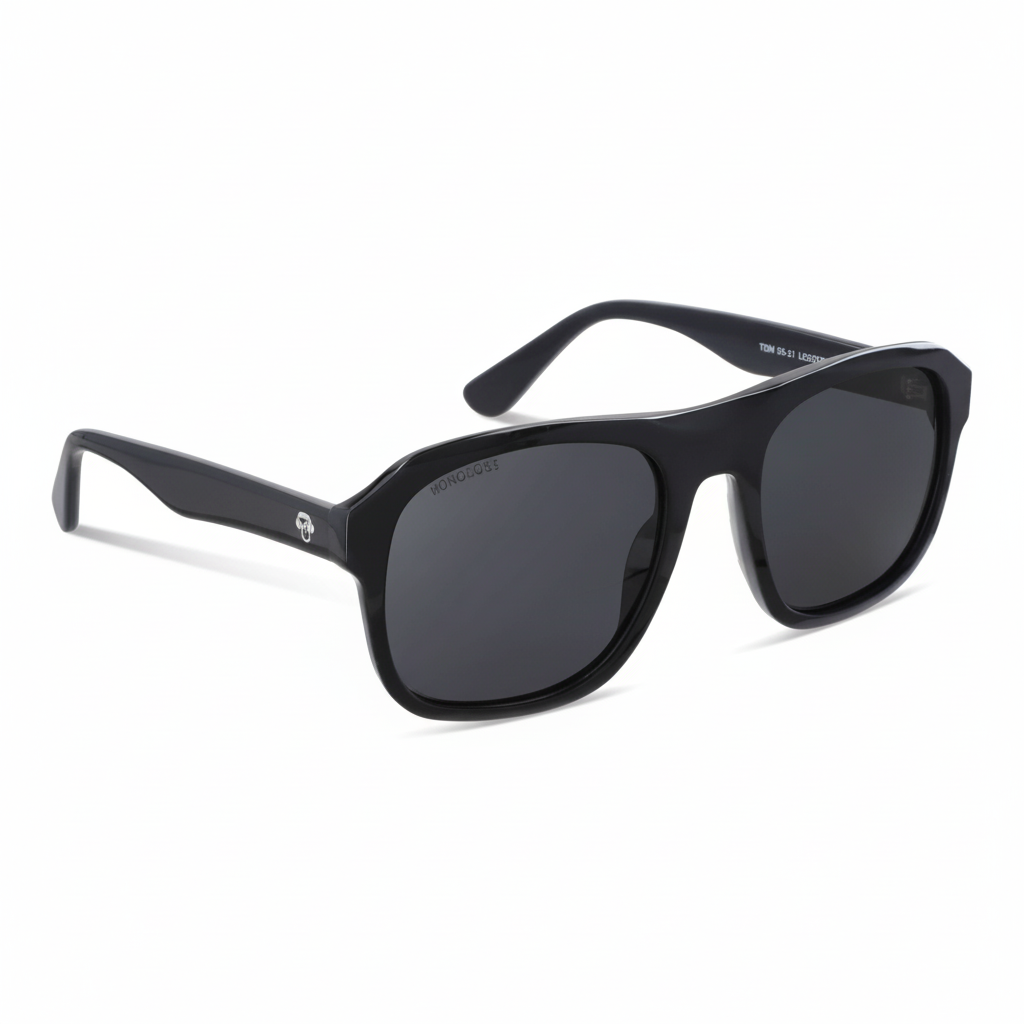 lentes de sol polarizados rectangulares oversized retro para hombre y mujer Bonoboss modelo Tom #color_negro
