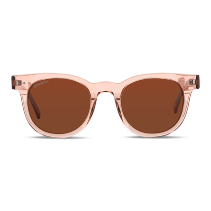 lentes anteojos de sol polarizados redondos damasco cristal color café para hombre y mujer #color_lightsalmon