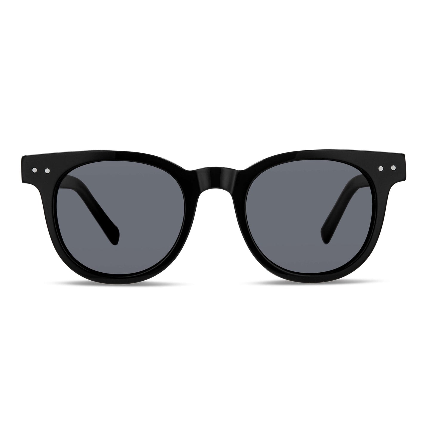 lentes redondos grandes polarizados de sol hombre mujer con receta vista frontal #color_negro