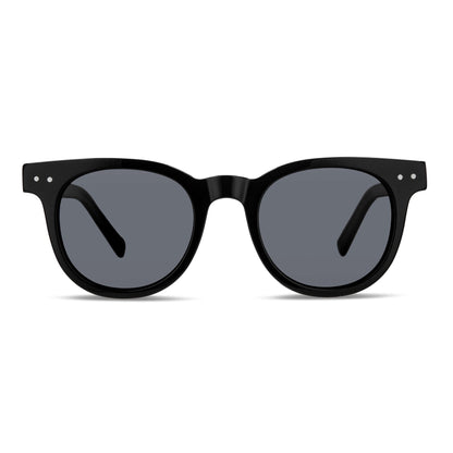 lentes redondos grandes polarizados de sol hombre mujer con receta vista frontal #color_negro