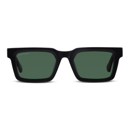 anteojos de sol polarizados para hombre y mujer rectangulares de color negro cristal g15 grandes para cara redonda #color_negro