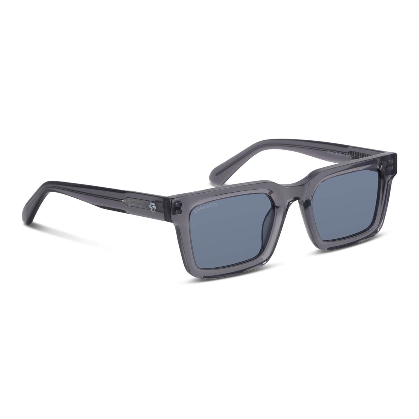anteojos de sol polarizados para hombre y mujer rectangulares de color transparente cristal azul  grandes para cara redonda  #color_transparente-gris