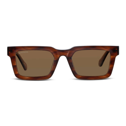 Tokyo anteojos de sol tono café de frente con madera natural #color_brown