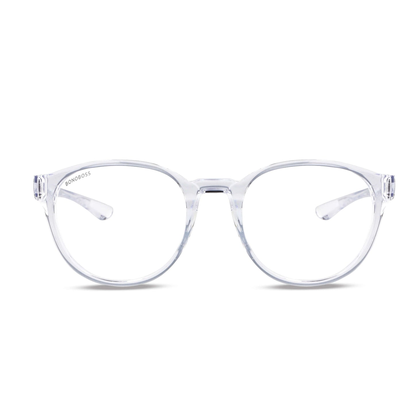 anteojos ópticos gafas con o sin receta optica armazones de plastico reciclado o acetato sustentable de color transparente vista frontal #color_transparente