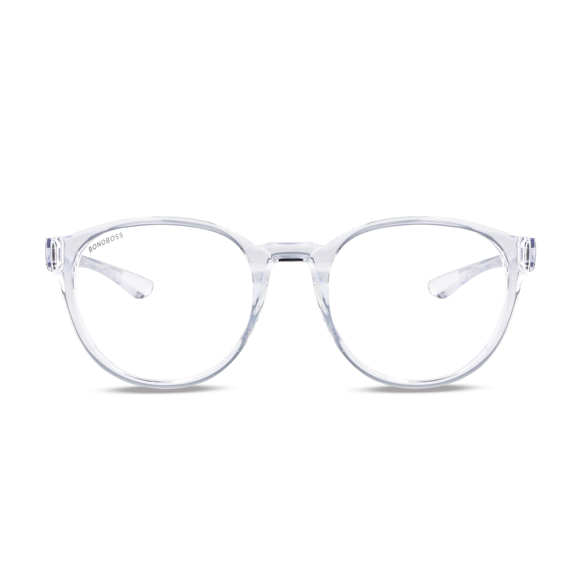 anteojos ópticos gafas con o sin receta optica armazones de plastico reciclado o acetato sustentable de color transparente vista frontal #color_transparente