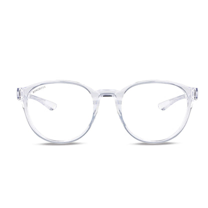 anteojos ópticos gafas con o sin receta optica armazones de plastico reciclado o acetato sustentable de color transparente vista frontal #color_transparente